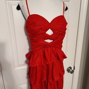 Red Glitter Ruffle Dress *NYE*Valentines Day*Prom*Weddings*Funerals